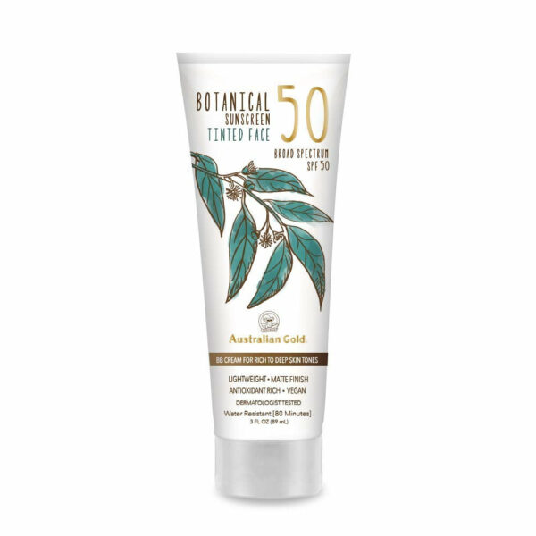 Australian Gold Botanical Sunscreen SPF 50 Lotion teintée pour le visage 88 ml - Tons de peau profonds